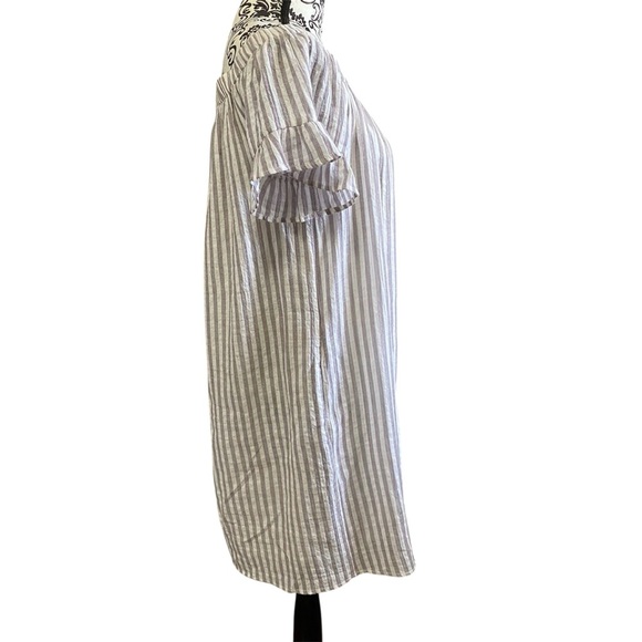 Madison Garrison Women’s Linen Off-Shoulder Mini Striped Dress Sz-Small - Picture 2 of 7